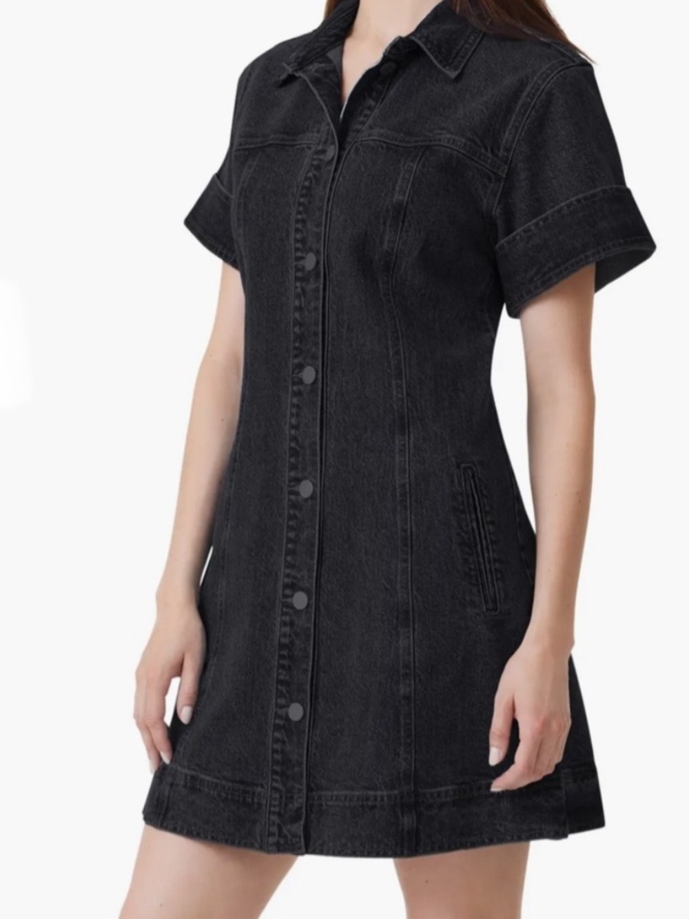 Habitual Black Denim Button-Front Shirt Dress